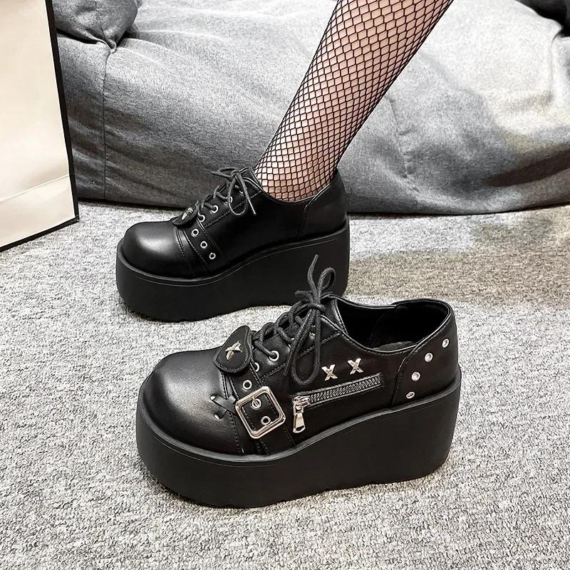 Modă 9CM Stil Punk Gotic Pantofi cu Toc pentru Femei Nouă Talpă Brand Pantofi cu Platformă Toc Pană Petrecere Cosplay Designer Pantofi Lolita Mărime Mare 42