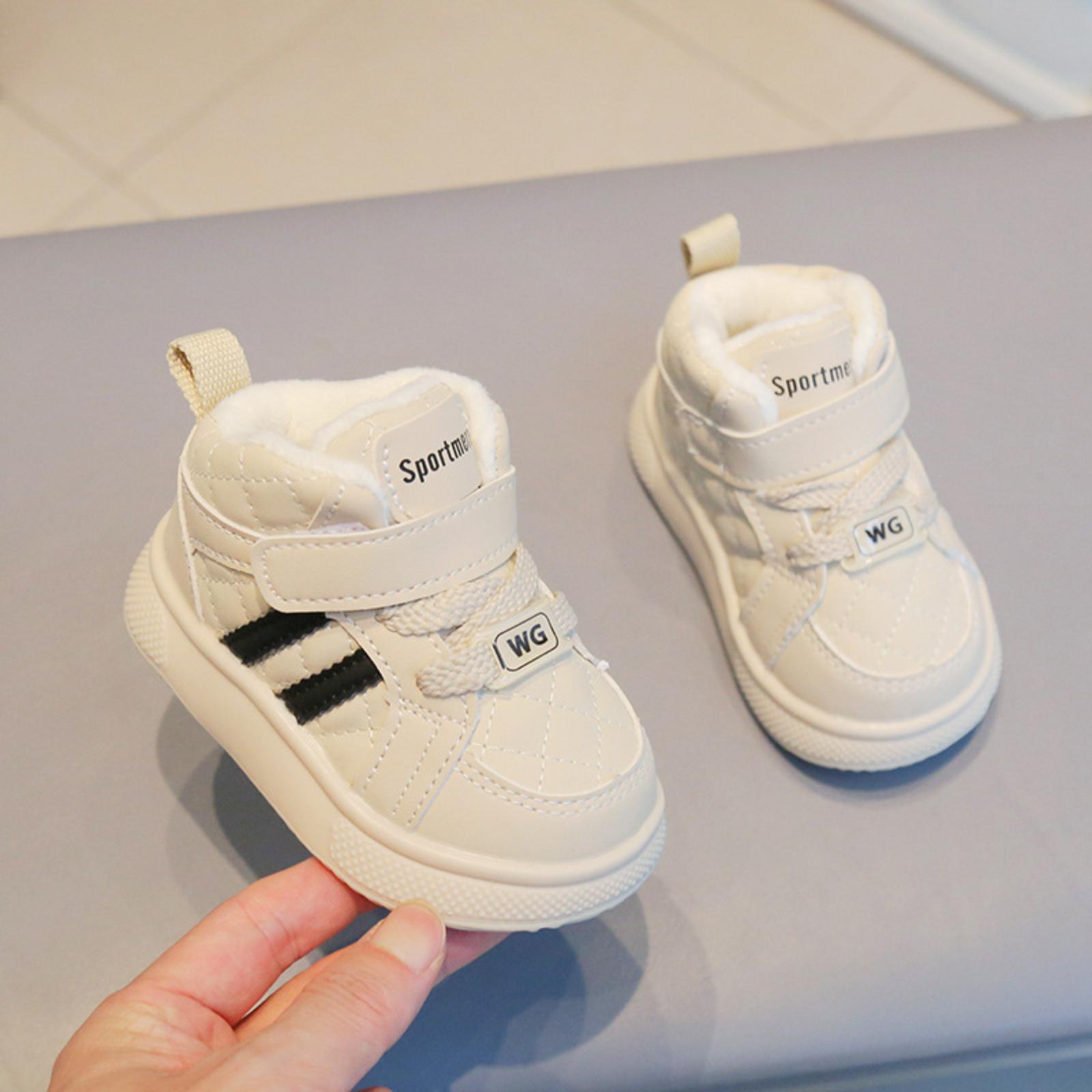 

Мальчики И Девочки Короткие Ботинки Детская Обувь для Малышей Плюс Бархат Теплые Детские Ботинки 19 белый