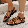 36-43 Flat sandals women's casual versatile and comfortable hollow leopard print fish mouth sandals