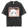 Japan Anime Spy X Family Anya Bond Graphic Print T-shirt Men Women Manga Vintage Washed O-neck Cotton Loose Casual Oversized Top Summer New Tee
