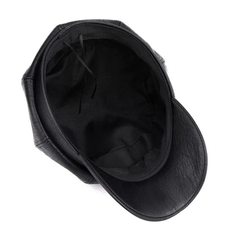 Autumn Winter Hats for Women Solid Plain Octagonal Newsboy Cap Men Ladies Casual PU Leather Hat Winter Beret Painter Cap