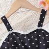 Dress For Girls 1-8Y Birthday Korean Style Fashion Lace Trim Heart Pattern Dress with Matching Bag