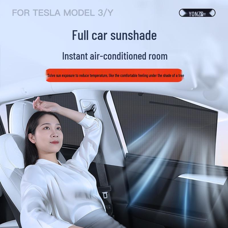 Liftable Sunshade Umbrella for Tesla Model Y/3 Refresh Side Windows - Interior Accessory