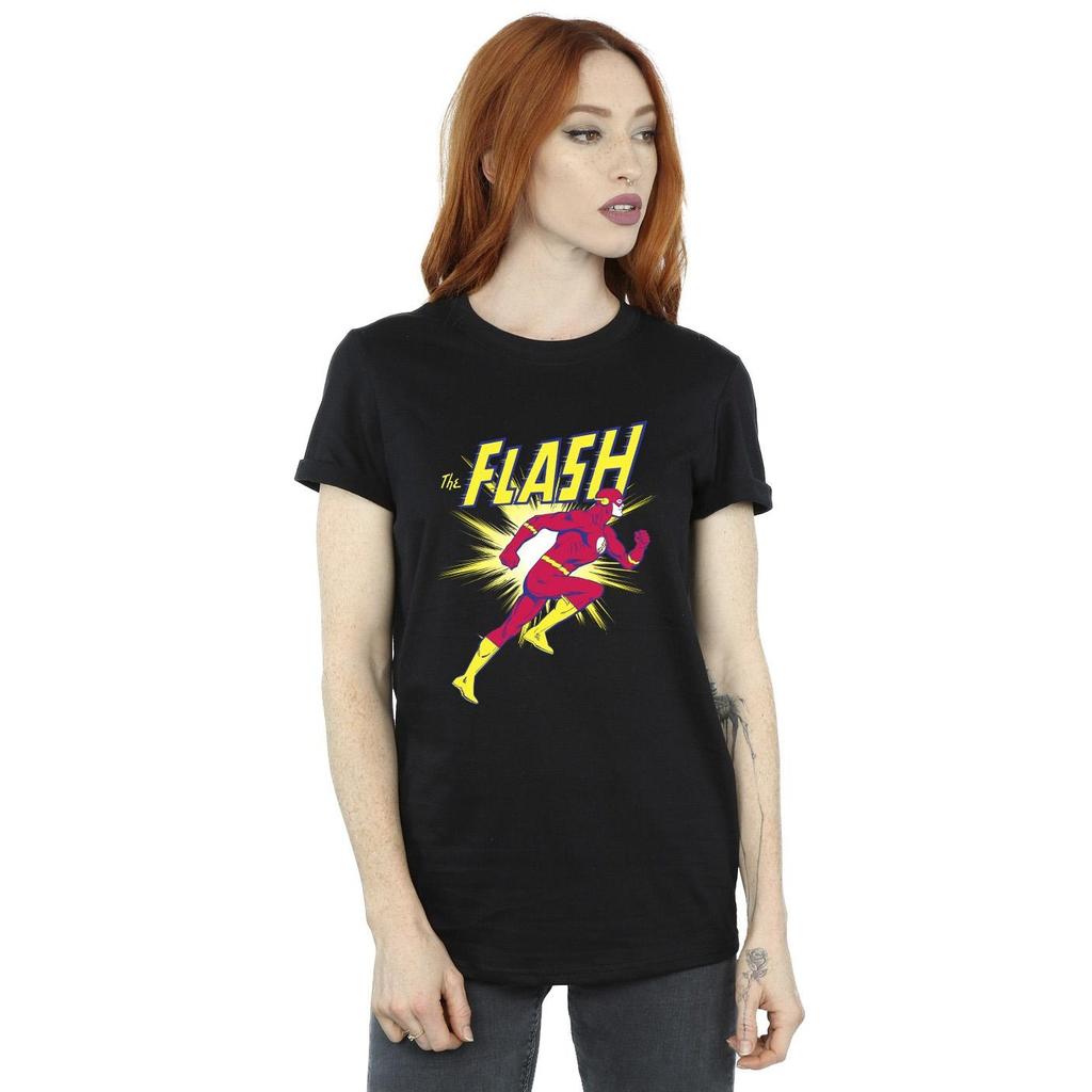 DC Comics Damen/Damen The Flash Running Baumwoll-Boyfriend-T-Shirt