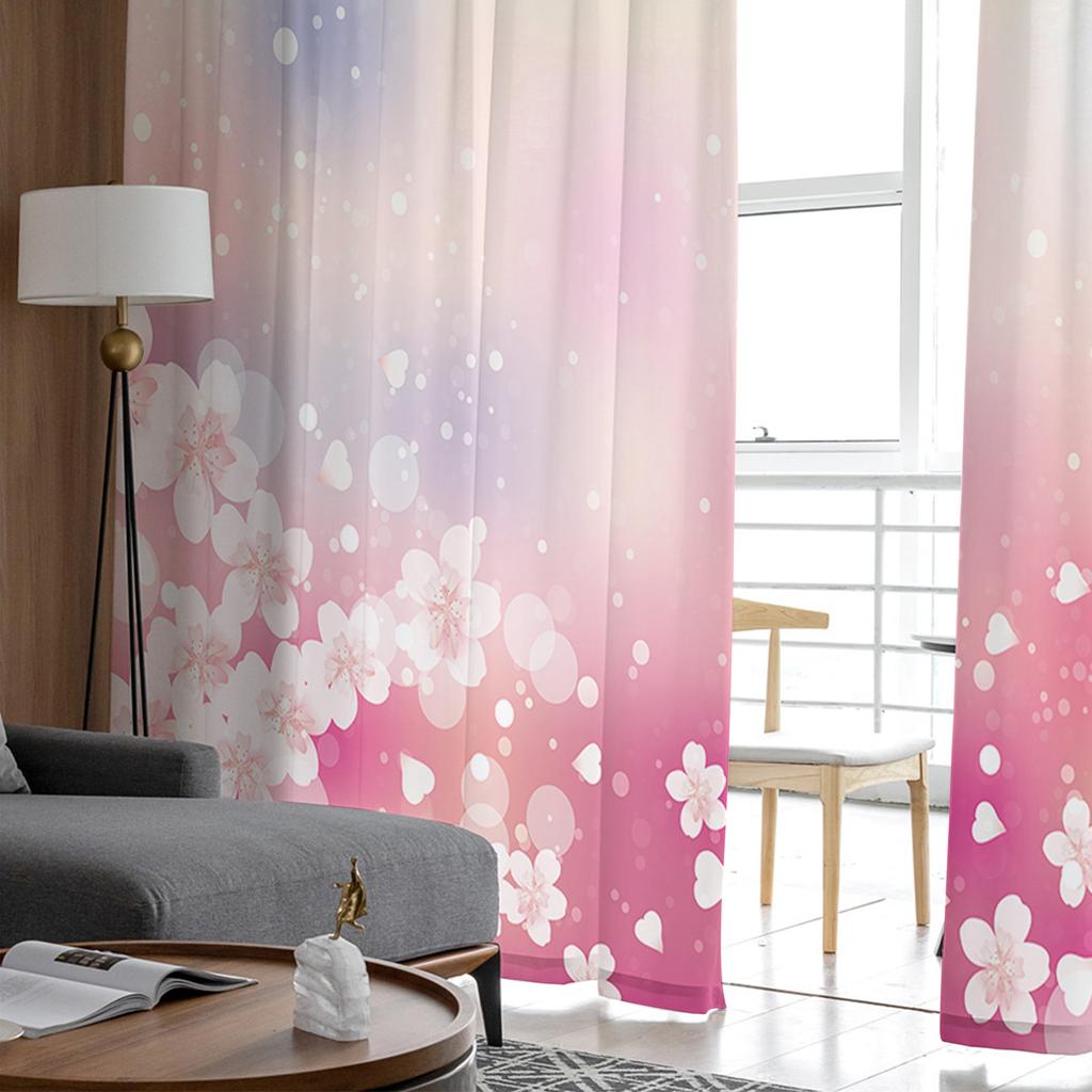 Dream Cherry Blossom Pink Sheer Curtains For Girl Kids Bedroom Kitchen Window Drapes Curtain Home Decoration