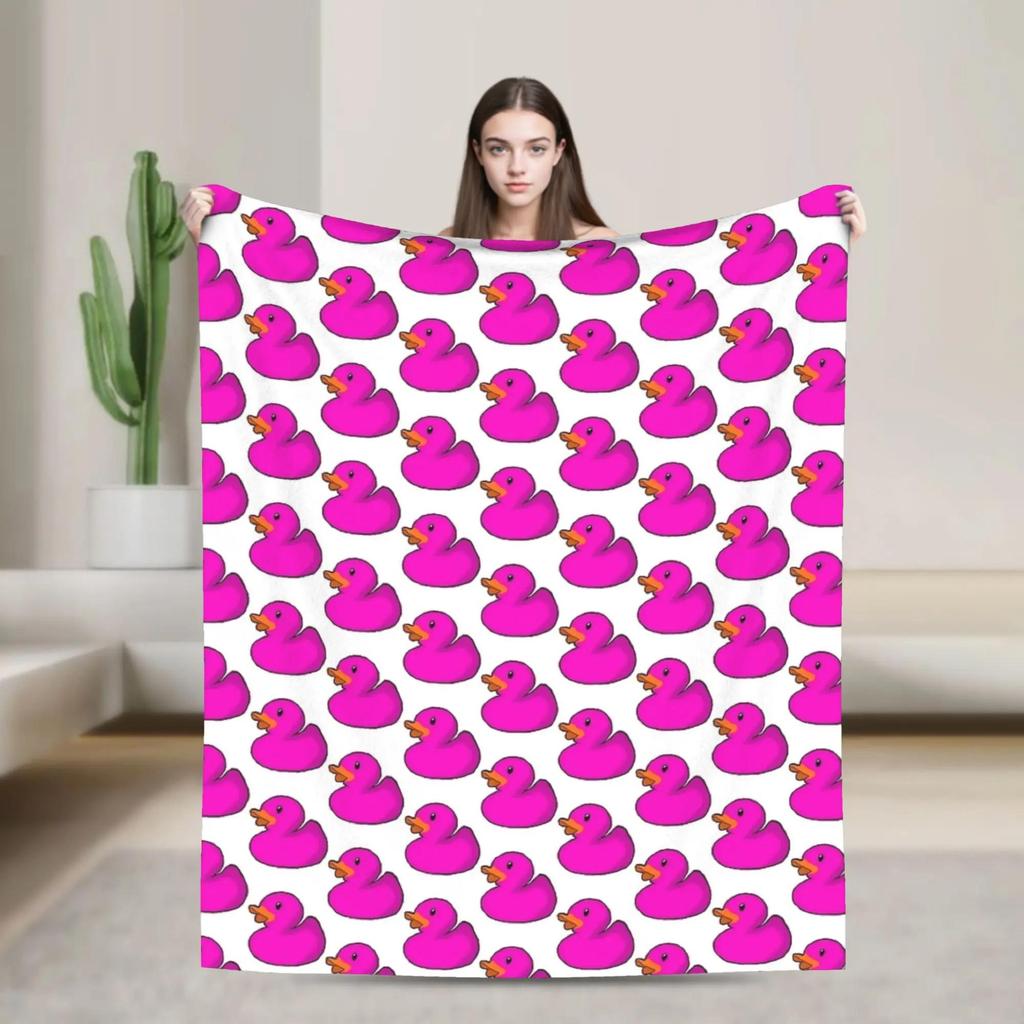 Cute Rubber Duck Plush Flannel Throw Blanket for Kids and Adults Soft Warm Bedspread for Couch Chair Quality Comforter