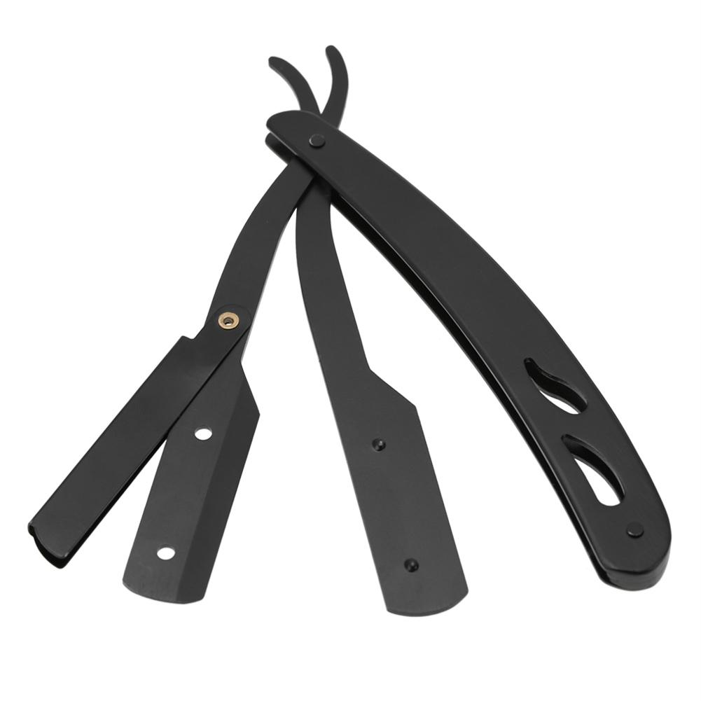Professional Folding Straight Razor Holder Stainless Steel Beard Shaver Holder Hair Removal Tool Black