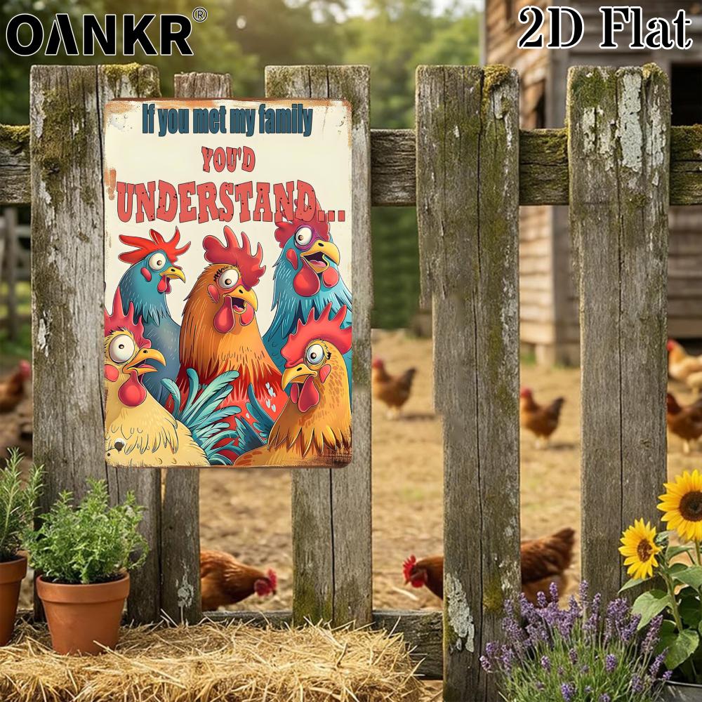 Funny Chicken Outdoor Poster Metal Tin Sign Roosters And Hens Metal Signs for Garden Farm Home Wall Decor Plaques 20x30cm(7.8x11.8inch)