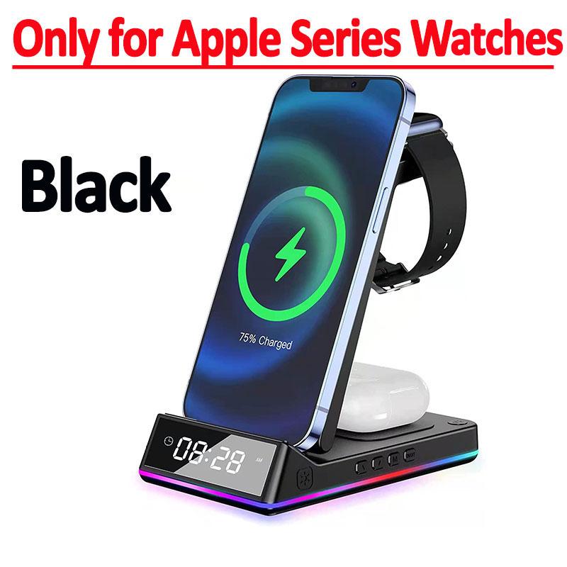 5 In 1 30W Foldable Wireless Charger Stand RGB Dock LED Clock Fast Charging Station for iPhone Samsung Galaxy Watch 5/4 S22 S21