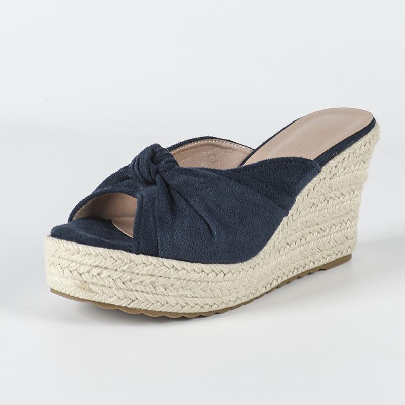 Retro Peep Toe Summer Shoes Women High Heels Sandals Fashion Brand Wedges Ladies Party Shoes Wedge Sandals 10cm Big Size 42