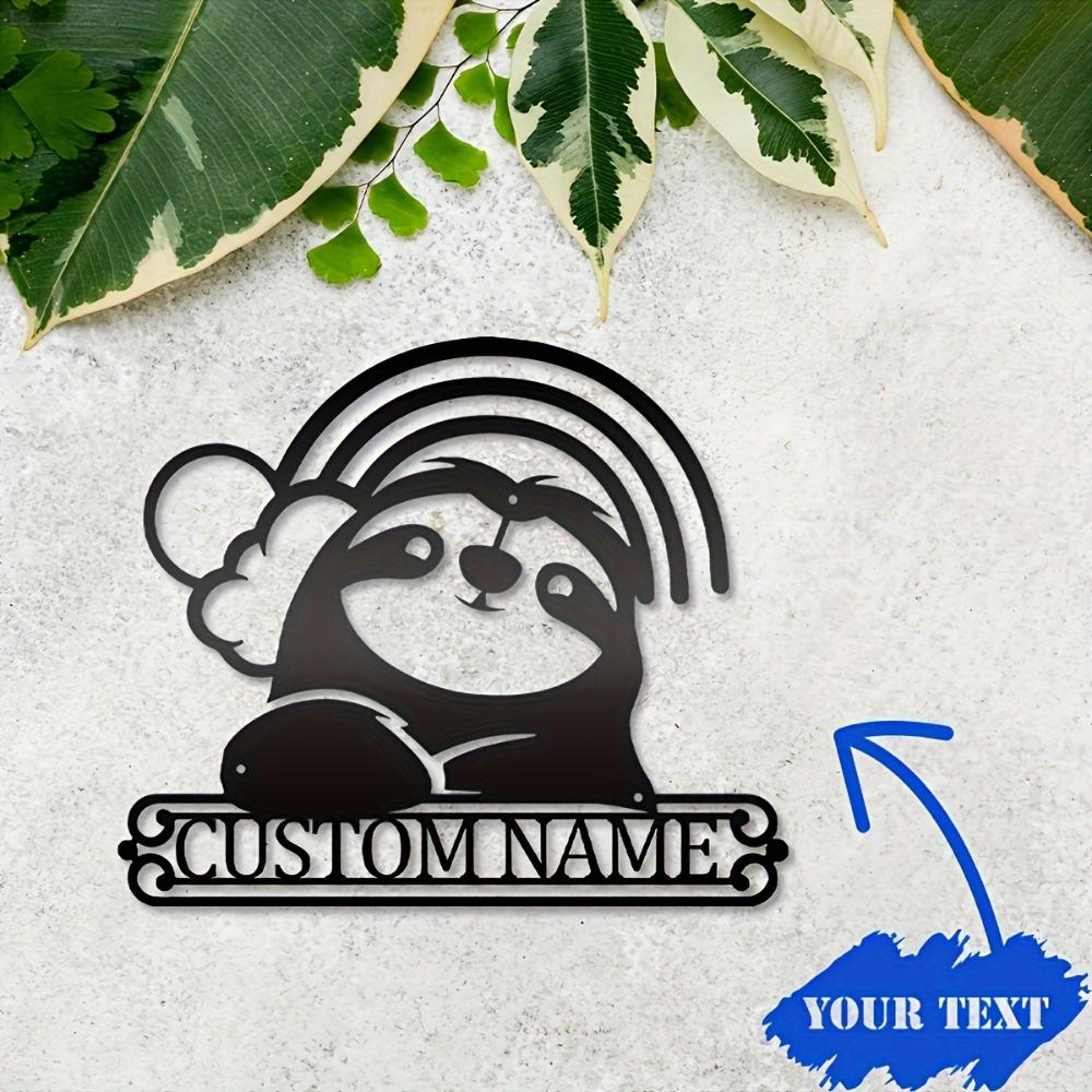 Custom Sloth Metal Wall Art Black Modern Decor Indoor Outdoor Gift