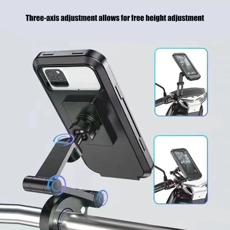Universal Motorcycle Phone Holder Waterproof Not Vibration Handlebar Mobile Phone Mount Adjustable Height for Bicycles