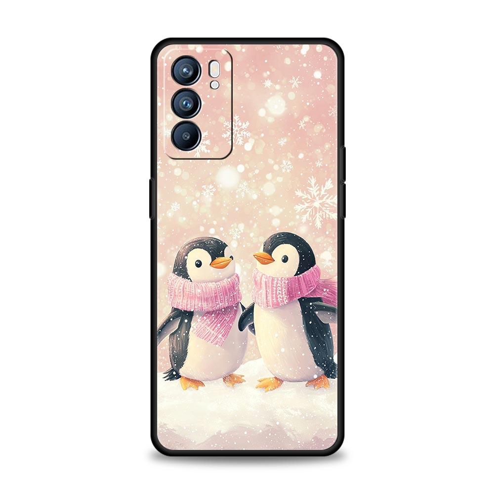 Penguin Kawaii Cute Phone Case For Oppo A54 A53 A52 A15 A95 A16 A78 A79 A80 A98 4G Find X5 X6 Reno10 12 13 F Pro 5G Cover