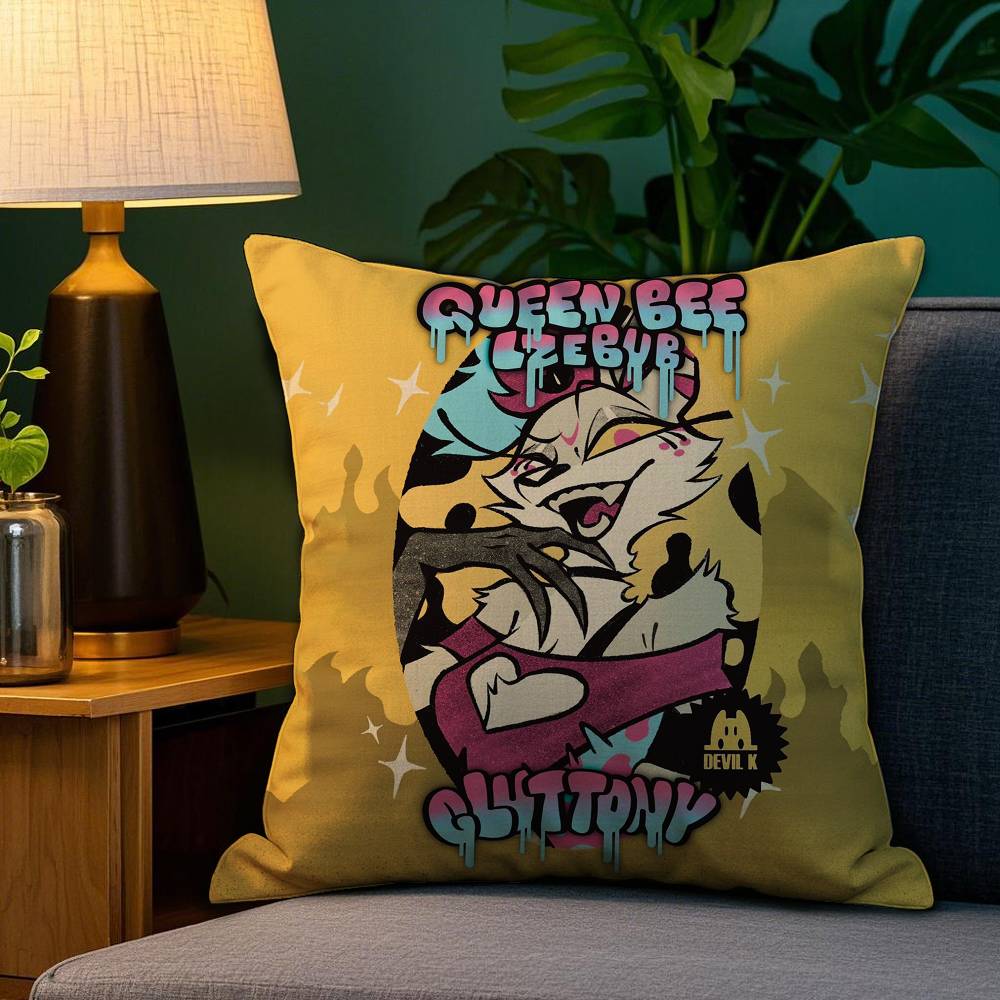 Anime H-HelluvaS B-Boss Pillow Case Plush Fabric Soft Double Sided Print Home Sofa High Quality Cushion Cover Throw