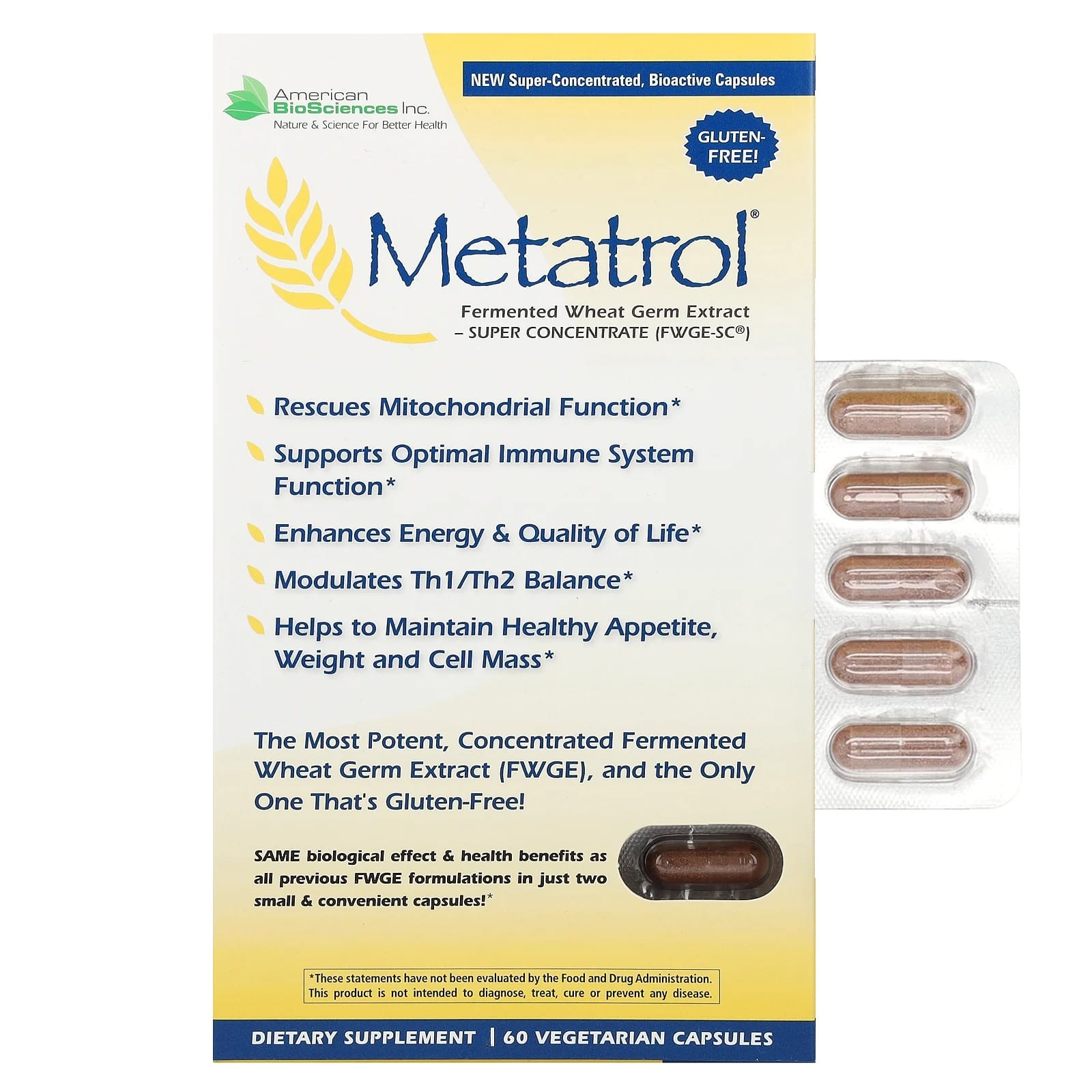 

Metatrol®, Fermented Wheat Germ Extract, 60 Vegetarian Capsules