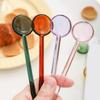 6 Pieces Colorful Glass Spoons Handcrafted Teaspoon for Dessert Presentation Use Practical Kitchen Tool