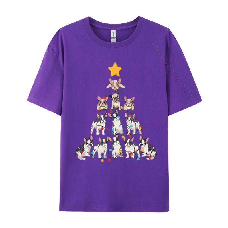 French Bulldog Christmas Tree French T Shirt Tops Shirts Prevailing Cotton Unique Style Unisexs Grahpic Tee Shirt
