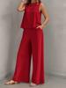 European & American Women's Fashion Set: Sleeveless Solid Top & Wide-Leg Pants 2026