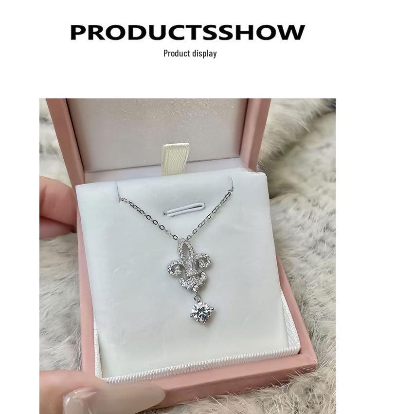 Náhrdelník z ryzího stříbra S925 s moissanitem ve tvaru slzy a duhovkou: Luxusní dámský šperk - řetízek na klíční kost