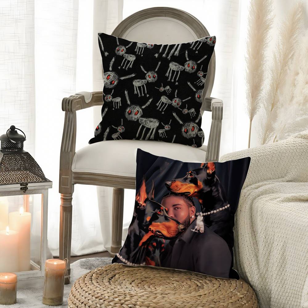 D-Drake For All The Dogs Pillow Case Sofa Short Plush Double-Sided Hd Printing Room Home Office Gift Cushion Cover