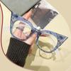 Fashion Brand Design Cat Eye Girls Blue Grid Pattern Frame Photochromic Anti Blue Ray Computer Women Reading Glasses Degrees 0+6