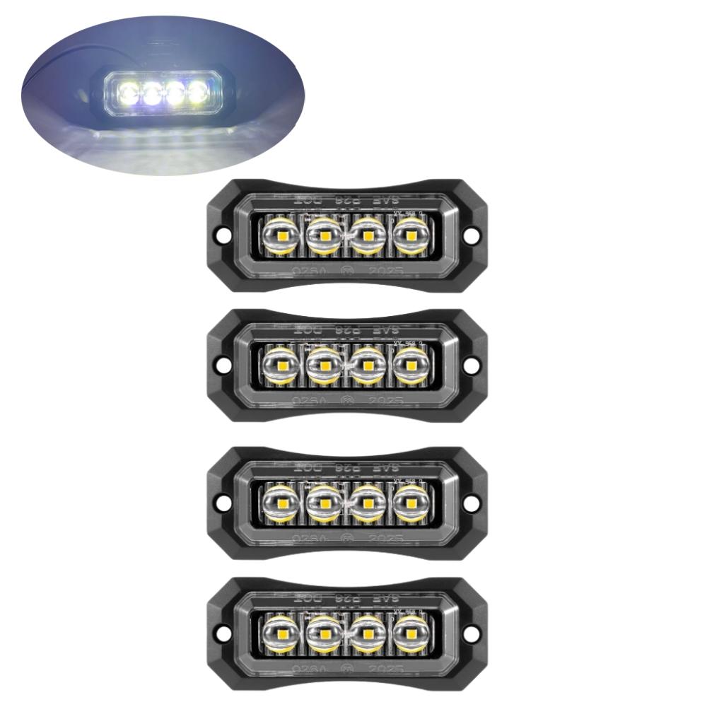 4PCS 12/24 Volt Side Marker Lights LED Smoked Lens Amber 4LED Side Markering Truck Light Boat Trailer Indicator Signal Light