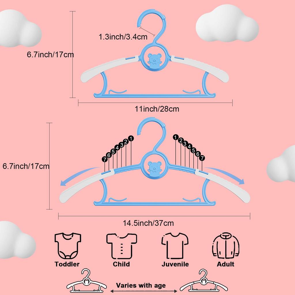 Ultra-Thin Non-Slip Laundry Infant Pant Hangers for Newborn Clothes -Adjustable Children Coat Hanger for Girl Boy Toddler Kids