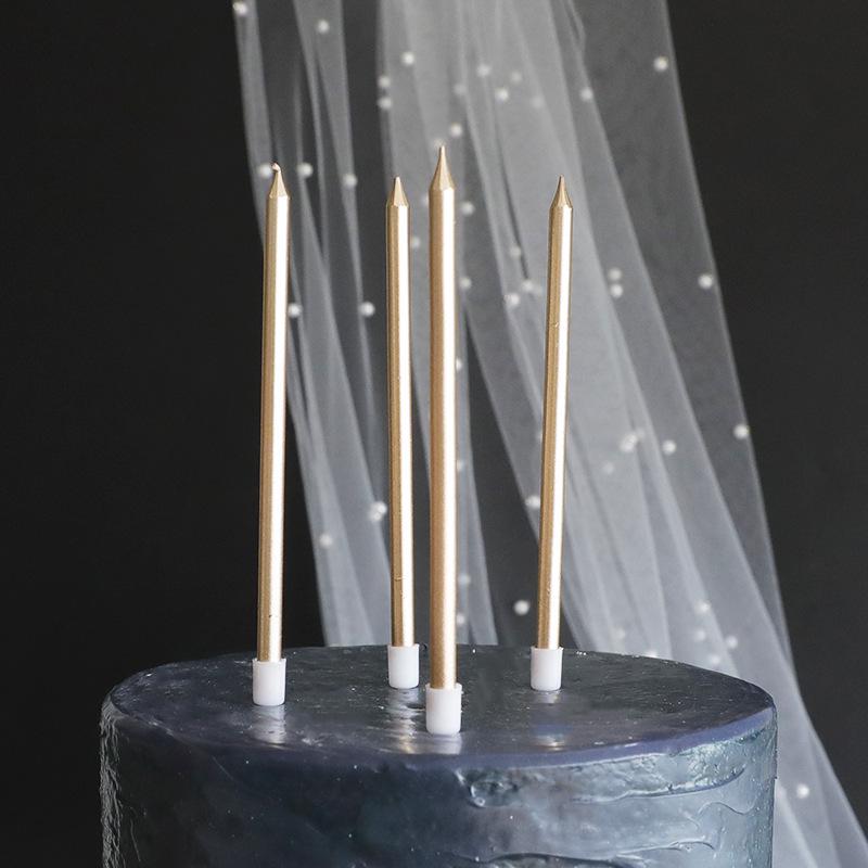 Gold-Stemmed Long Candles for Romantic Wedding Dinner