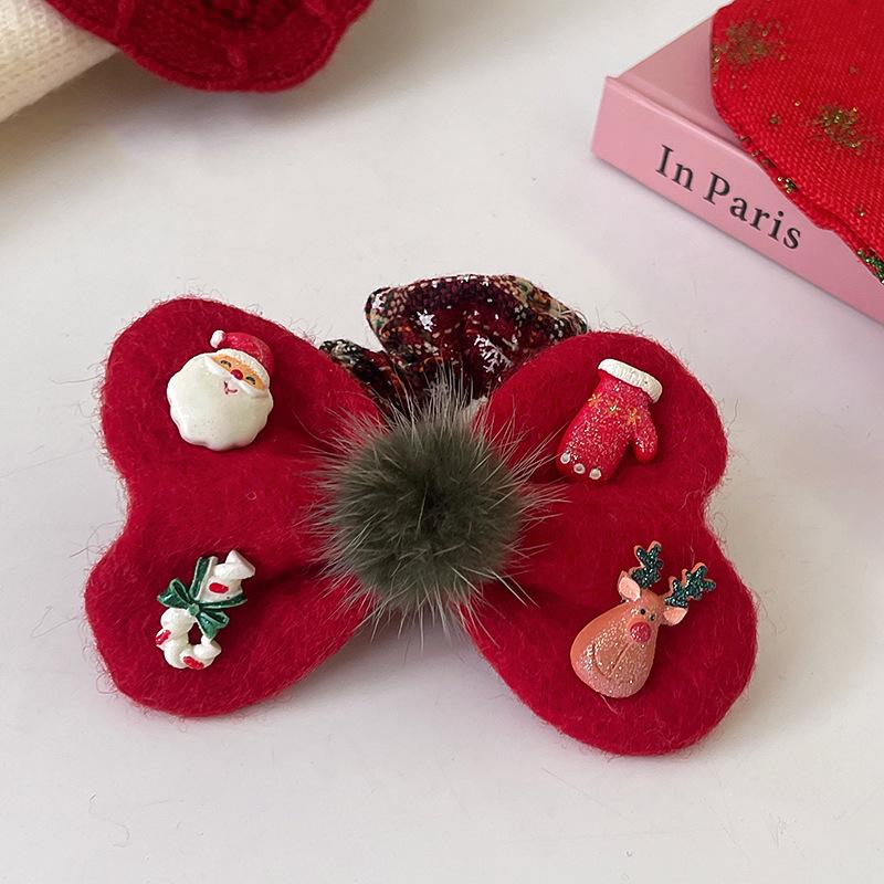 Christmas hairball bow hair band light luxury sweet daily versatile ponytail hair rope design sense niche headrope women