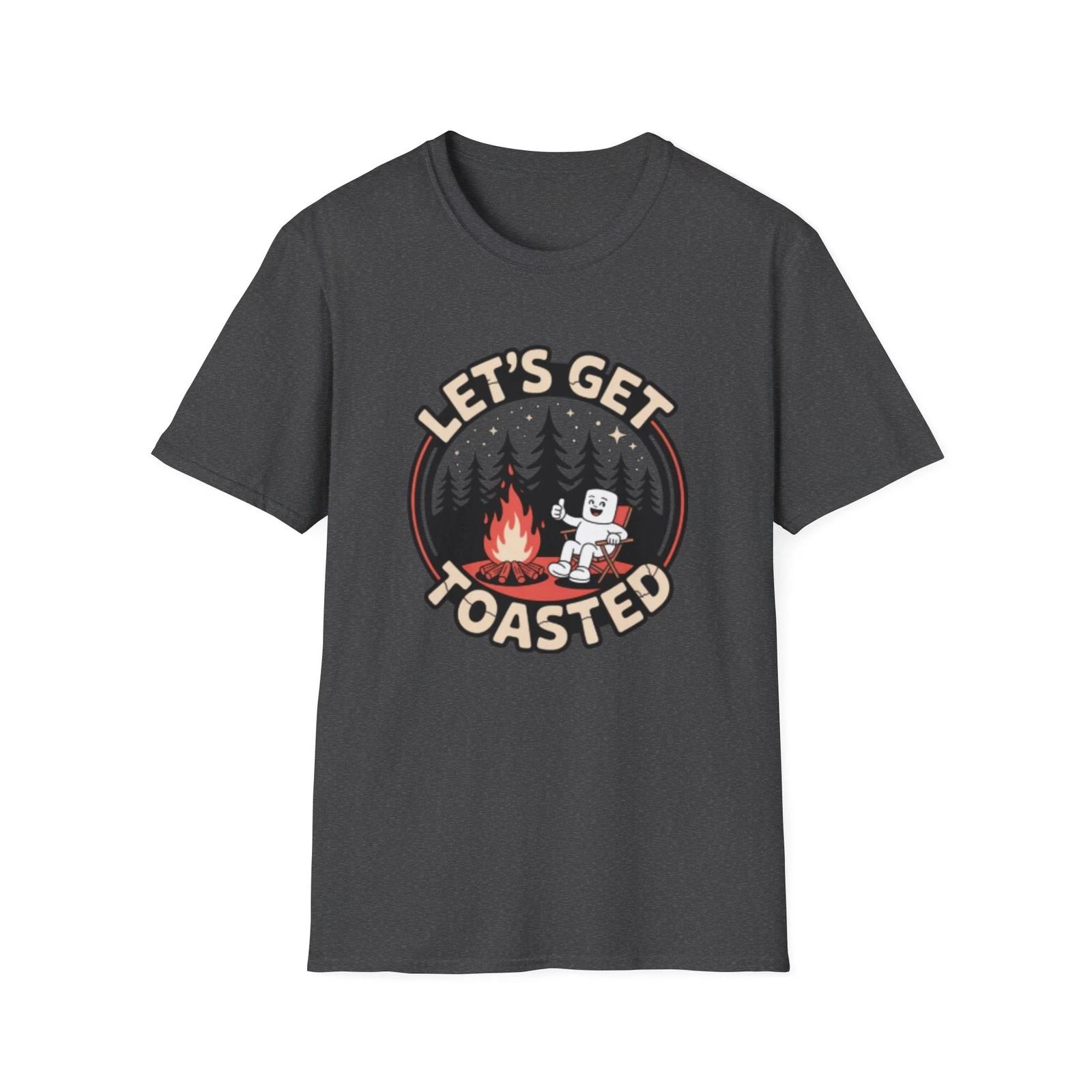 -Let s Get Toasted campfire marshmallow T-Shirt | camping shirt L