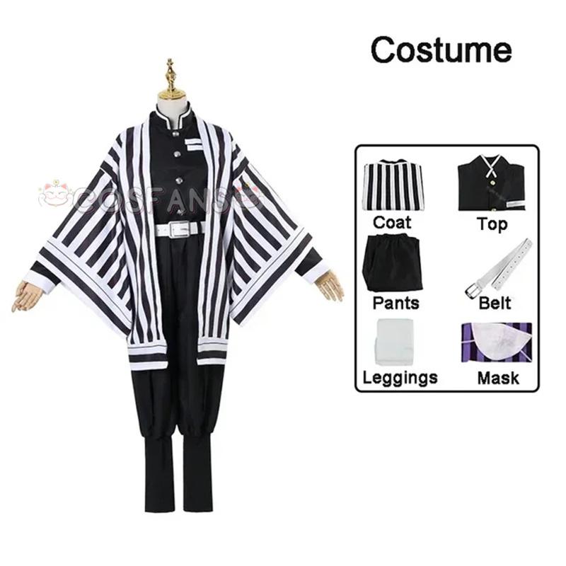 Anime Demon Slayer Kimetsu Geen Yaiba Iguro Obanai Haori Kimono Cosplay Kostuum Pruik Snake Props Wit Halloween Kostuum