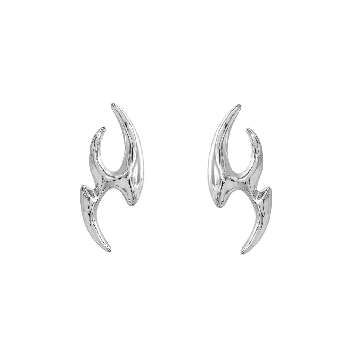 VAF *NEW* Alien Liquid Earrings Studs Stainless Steel Polished Designer Styles Unisex Alien-Flussigkeitsohrringe Ohrstecker Cool Style серебряный