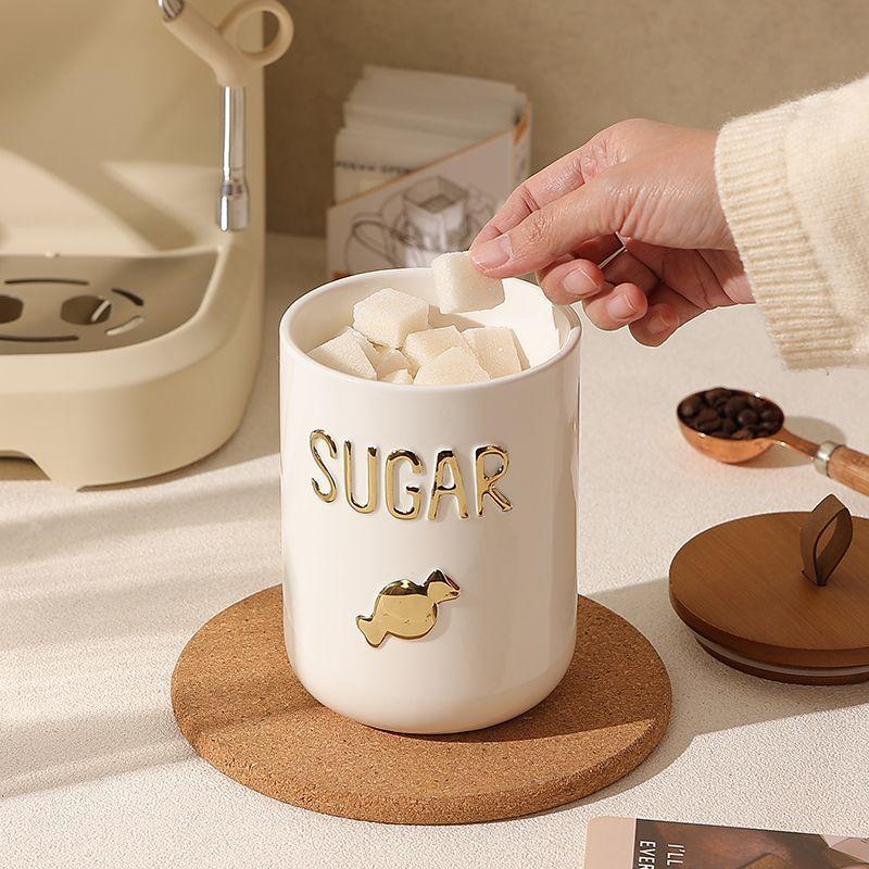Modern White Porcelain Coffee Tea Jar Household Moisture Proof Candy Jar Storage Container Kitchen Spice Bottle Home Decoration