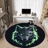 1pc Wolf Neon Office Round Area Rug, Under Office Chairs Bedroom Living Room Home Decor, Room Deco, Available in Various Sizes