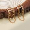 Tassel Chain Round Copper Buckle Earrings Unisex Fashion Jewelry