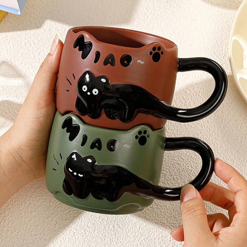 Black Cats Ceramic Mugs Heat Resistant to 1000C for Microwave Oven Use with Insulated Handle and Dishwasher Safe