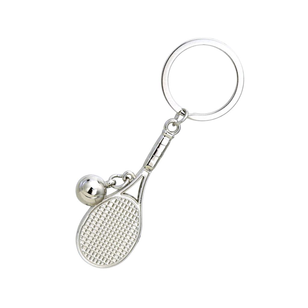 Sporty Zinc Alloy Keychain Featuring Hollowed Tennis Racket Designs Vacuum Electroplated Finish Collector's Accessory