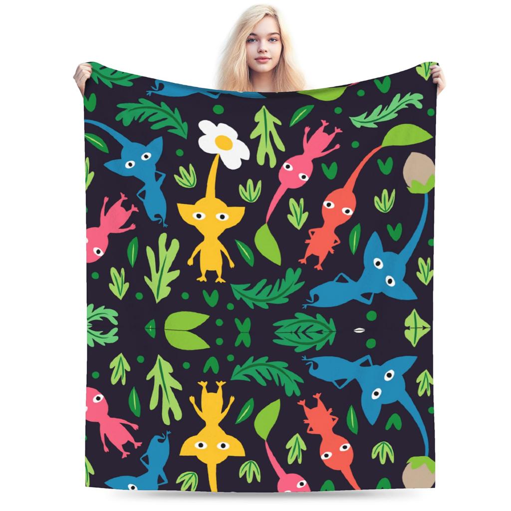 ALL Pikmin Warm Soft Blanket  Kids Adult Plush Throw Blanket Funny Couch Chair Flannel Bedspread Sofa Bed Cover