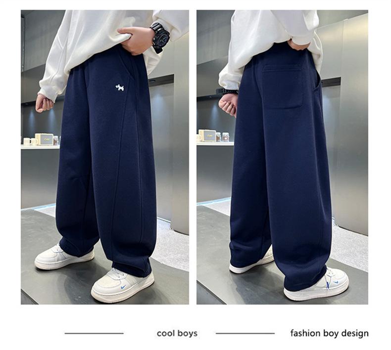 Boys' Fleece-lined Casual Pants for Fall/Winter 2025, Suitable for Medium to Large Children and Teens.