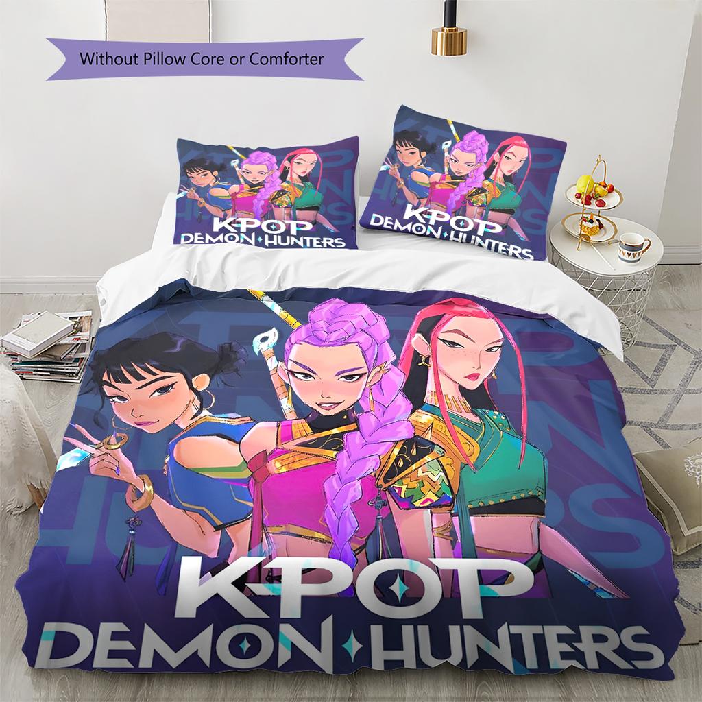 Anime Pattern Bedding Quilt Set Quilt Cover Pillowcase Home Decoration Birthday Gift (1 * Duvet Cover + 2 * Pillowcase, Without Core)