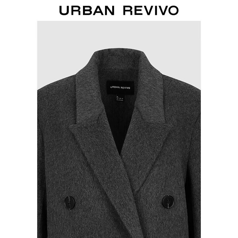 UR2025 Women's Double-Breasted Wool Blend Long Coat