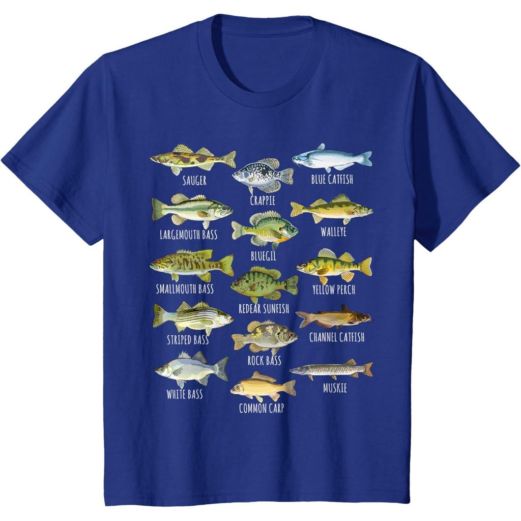 Kids Fish Species Biology Types of Freshwater Fish Fishing T-Shirt
