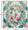 Vintage Shower Curtain, Mosaic Stained Glass Inspired Illustration Of Spring Flowers And Butterfly, Cloth Fabric Bathr