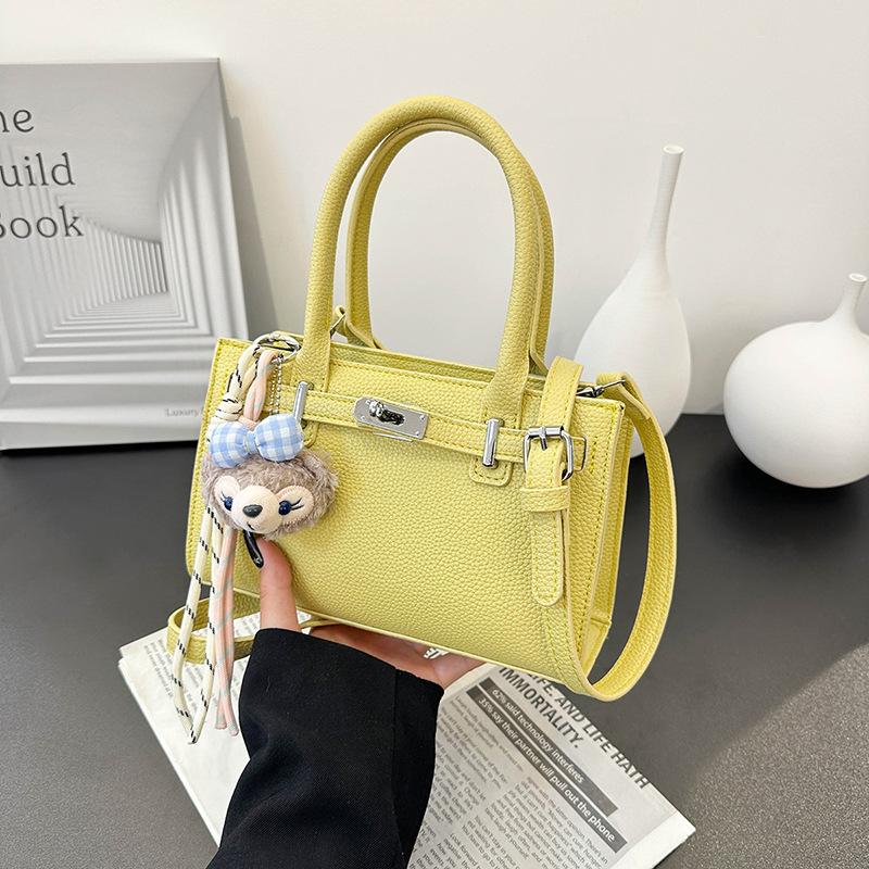 Premium platinum bag women's new lychee pattern portable small square bag versatile commuter shoulder messenger bag