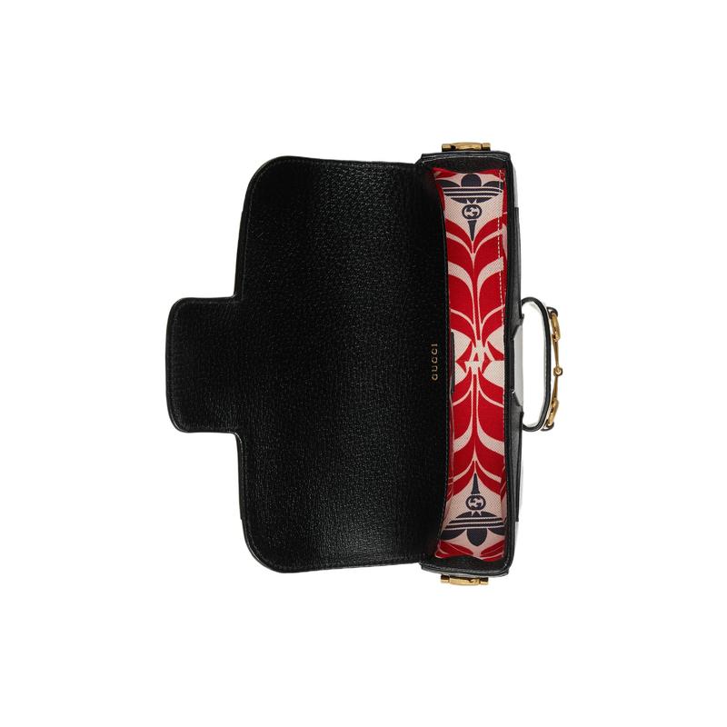 Gucci X adidas originals modelo conjunto clássico padrão trevo impresso couro horsebit bolsa transversal de ombro feminina preto e branco