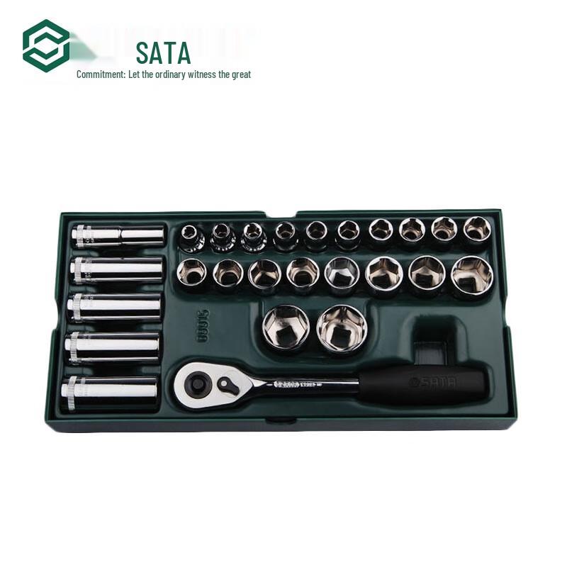 SATA 26-Piece 1/2-Inch Drive Socket Set with Tool Tray Other