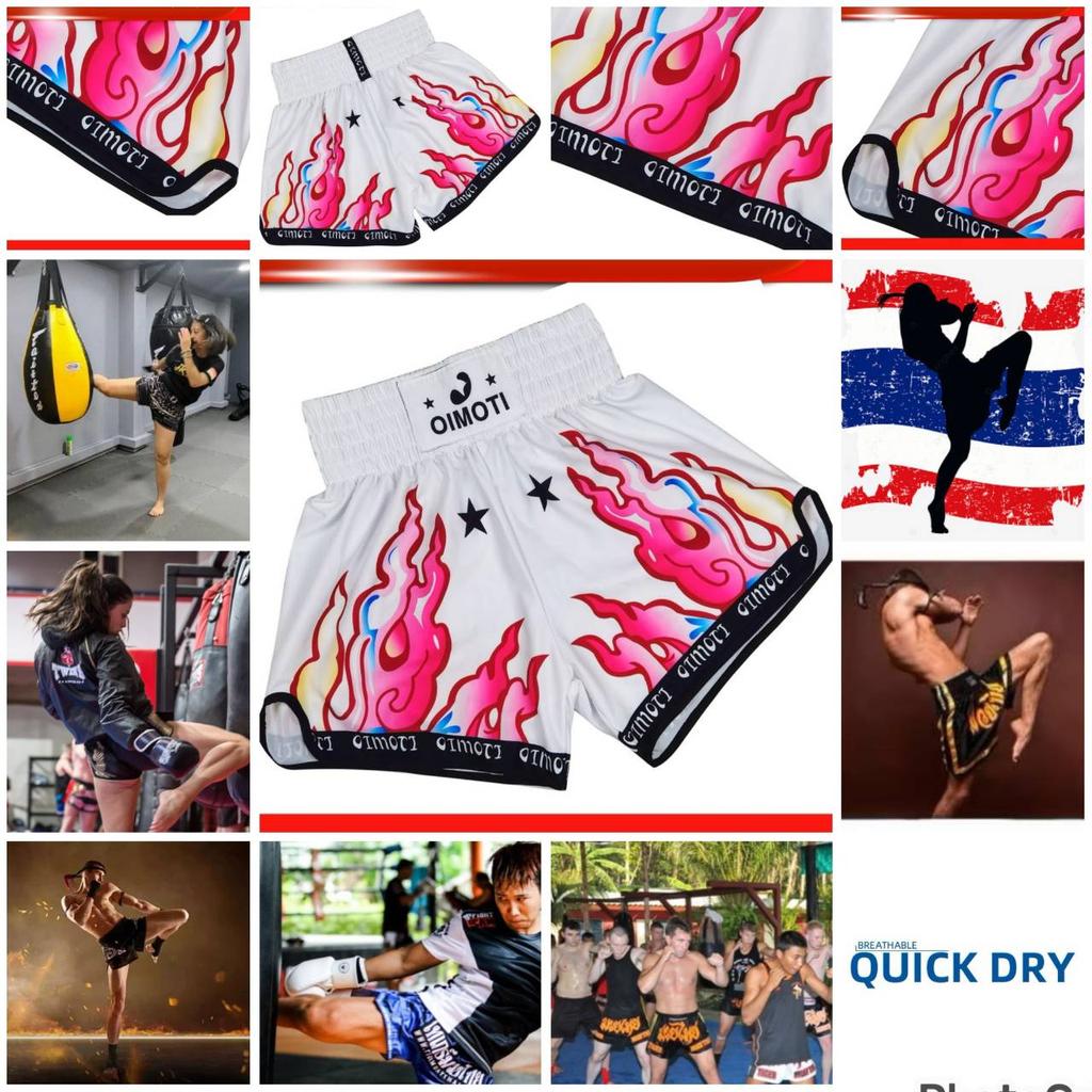 Muay Thai Kickboxing Boxing MMA UFC Pink Fire Casual Shorts Gym Sport Unisex Men Women Workout Quick Dry Print Elastic High Waist Training