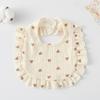 Ruffle Baby Drool Bibs: Pure Cotton Printed Lace Bibs