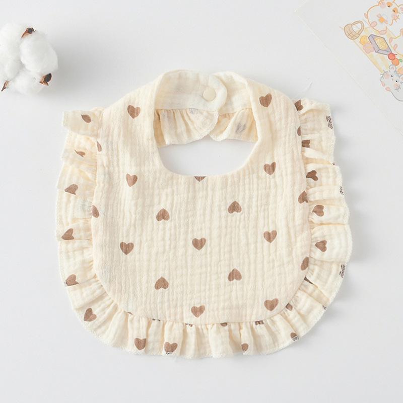 Ruffle Baby Drool Bibs: Pure Cotton Printed Lace Bibs