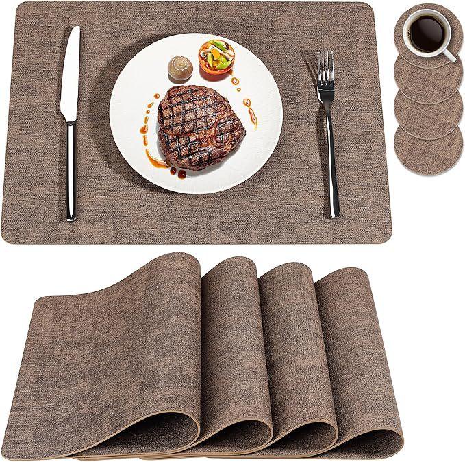 Popular square cloth pattern placemat waterproof and oil-proof table mat thermal insulation mat leather premium hotel meal